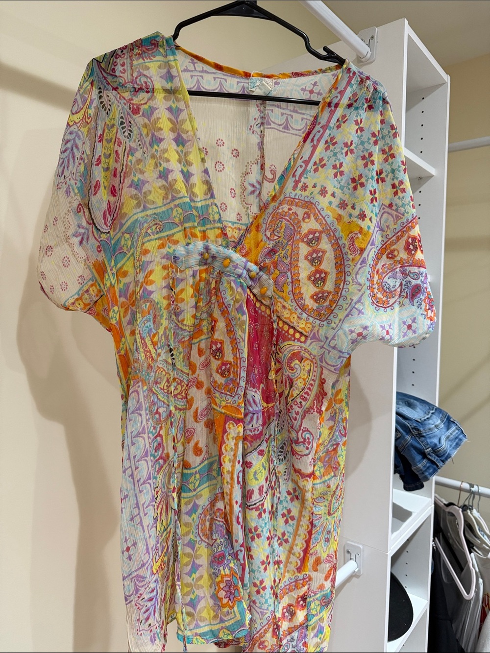 Colorful Paisley Sheer Boho Tunic Top